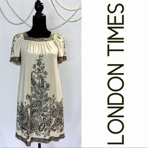 London Times Short Sleeve Swing Dress